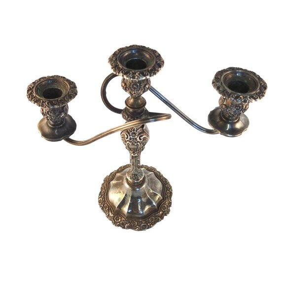 Ornate Silverplate 3-Arm Candelabra Rococo Style Midcentury 1960 Decorative Piec - Picture 3 of 16